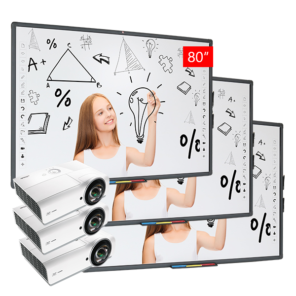 Zestaw Tablica 1 (3x Tablica Avtek TT-BOARD 80 + 3x projektor Vivitek DX881ST + uchwyt ścienny)