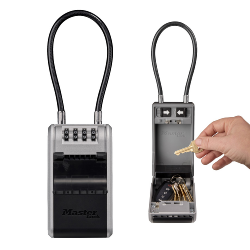 Kasetka na klucze z zamkiem szyfrowym i elastyczną szeklą kablową